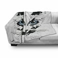 thumbnail image 3 of Animal Soft Flannel Fleece Blanket, Big Cat Face Pet with Whiskers with Dark Shadow Hand Drawn Image Print, Cozy Plush for Indoor and Outdoor Use, 50" x 60", Sky Blue White and Black, by Ambesonne, 3 of 6