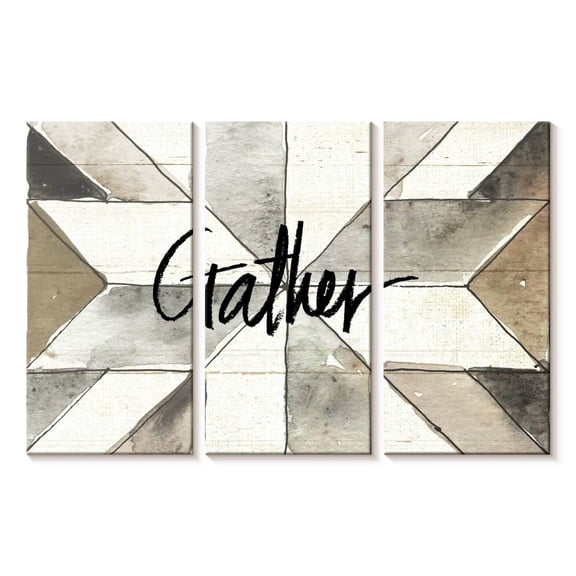 Elephant Stock Farm Memories Gather Wall Art - Horizontal Multi Panel Canvas - Dining Room Wall Decor - Inspirational And Typography Multi Panel - Black And Gray Decor By Anne Tavoletti - 23" x 14"