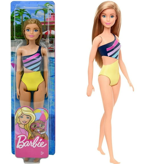 1 PC  Mattel DP, Barbie Doll Blonde Wearing Swimsuit- ASSORTED STYLE