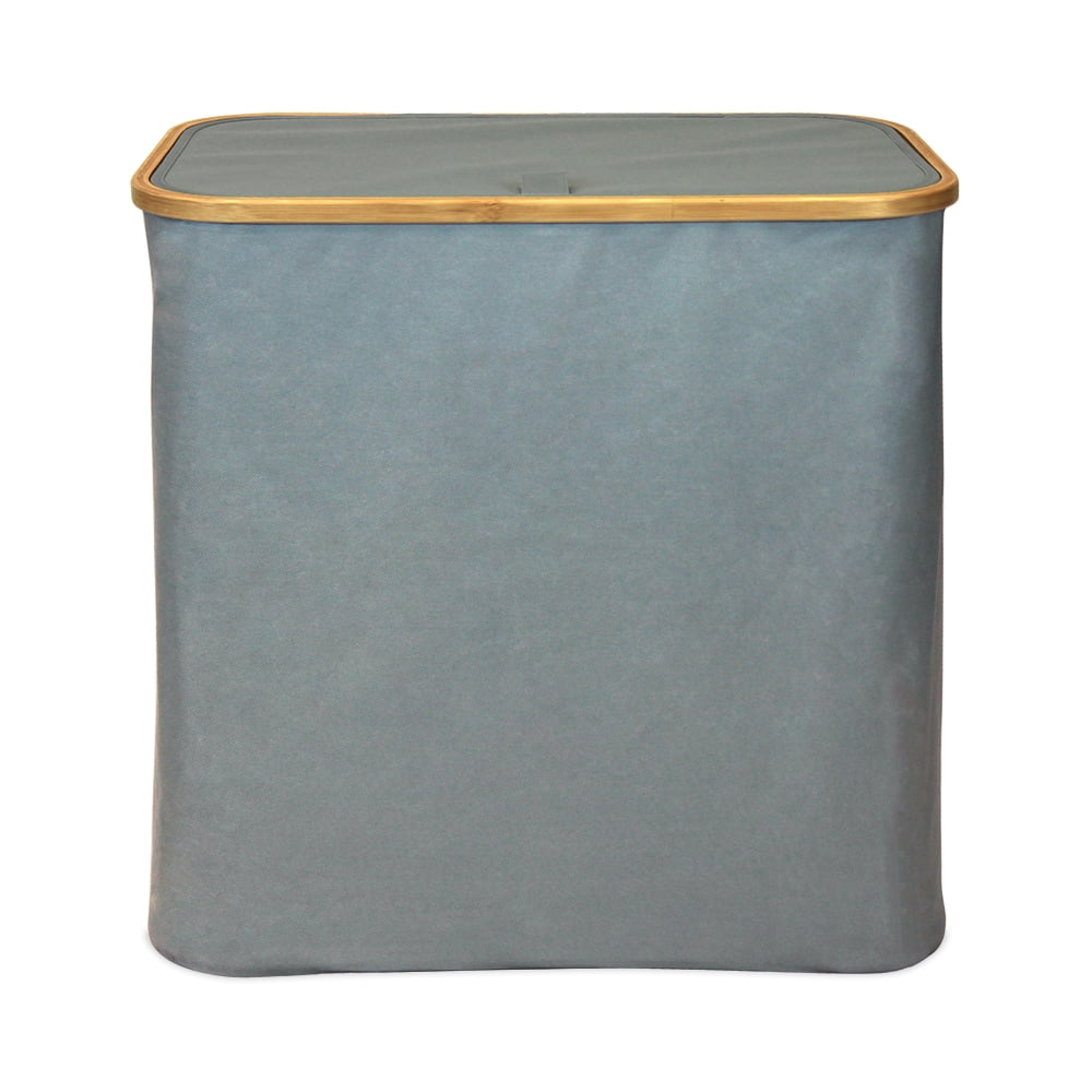 Oceanstar Double Soft Sided Laundry Hamper Sorter With Bamboo Rim Lid