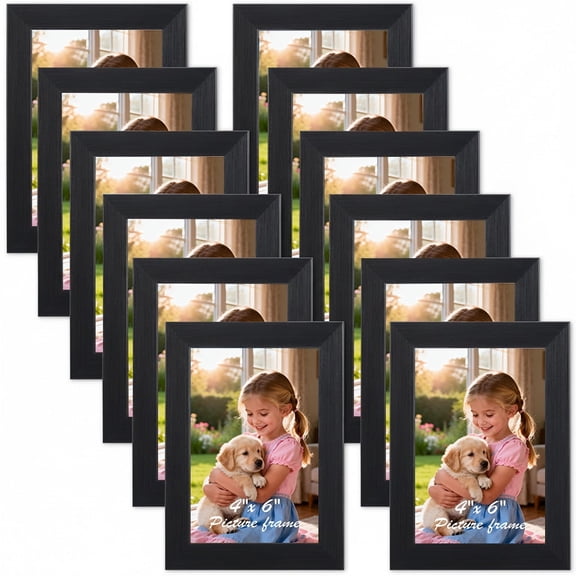 4x6 Picture Frames Set of 12, Black