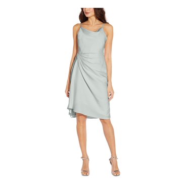 AIDAN MATTOX Womens Ivory Textured Zippered Tie Waist Column Lined Floral Sleeveless Jewel Neck Full-Length Party Gown Dress