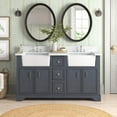 thumbnail image 5 of Zelda 60" Double Farmhouse Bathroom Vanity with Powder Gray Cabinet and Quartz Top, 5 of 8