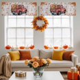 thumbnail image 4 of Valances for Windows Thanksgiving Pumpkins on Truck Rod Pocket Short Curtain for bathroom living room bedroom Maple Leaf on Wood Board 1 Panel 42x12in, 4 of 9