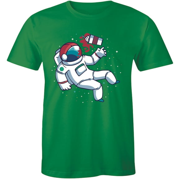 Cartoon Astronaut Floating In Space And Eating Ice Cream Funny Men's T-Shirt