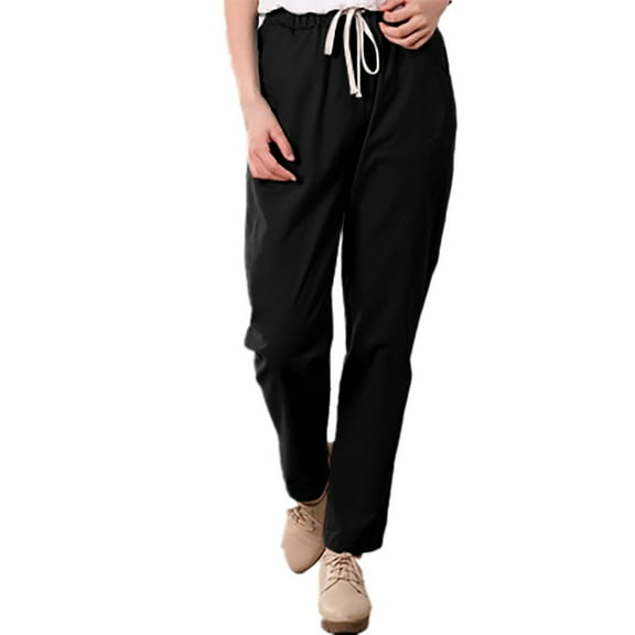 IDALL Linen Pants Women Harem Pants Women Pocket Elastic Breathable Trousers Loose Cotton Waist Pant Womens Pants Lounge Pants Women Baggy Pants Black L