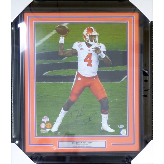 Deshaun Watson Autographed Framed 16x20 Photo Clemson Tigers Beckett BAS 123721