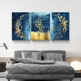 thumbnail image 6 of 3 Piece Abstract Wall Art Gold Fish and Butterfly Paintings Blue Wall Decor Poster Modern Artwork Picture HD Canvas Print,Framed for Living Room Bedroom Bathroom, 12"x16"x3 Panels, 6 of 7