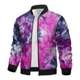 thumbnail image 5 of Utoimkio Men's Casual Stand Collar Jacket Tie-dye Printed Long Sleeve Full Zipper Jackets Fall Winter Outwear with Pockets, 5 of 6