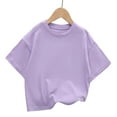 thumbnail image 2 of WOLLED 2-12Y Kids Girls Boys Solid Color Cotton Tee Shirt Toddler Baby Summer Short Sleeve Tees Shirts 100% Organic Cotton T-Shirt, 2 of 11