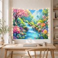 thumbnail image 5 of Cascading Waterfall with Cherry Blossoms in a Lush Garden, Whimsical Watercolor for Nature Lovers, Botanical Wall Art, Housewarming Gift, Tapestry Wall Hanging for Bedroom and Living Room, 5 of 7