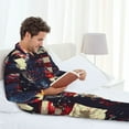 thumbnail image 4 of Wukai Watercolor Bald Eagle Men's Long-Sleeve Pajama Set - Comfortable Sleepwear with Button-Down Shirt and Pants-XX-Large, 4 of 6