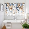 thumbnail image 3 of Orange Blue Botanical Kitchen Curtains Short 45 Inch Length, Weeping Fall Eucalyptus Leaves Grommet Top Bedroom Living Room Curtains, Light Filtering Cafe Curtain Drapes 2 Panels Set 84''x45'', 3 of 9