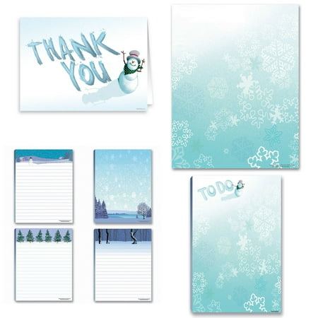 Winter Holiday Gift Box - Holiday Thank You Notecards, Holiday Notepad, Winter Letterhead and Holiday Magnetic Notepad - Bulk Boxed Gift Set- 509