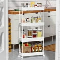 thumbnail image 7 of Slim Rolling Storage Cart 4 Tier Bathroom Organizer Mobile Shelving Unit for Kitchen Laundry Narrow Spaces White, 7 of 7