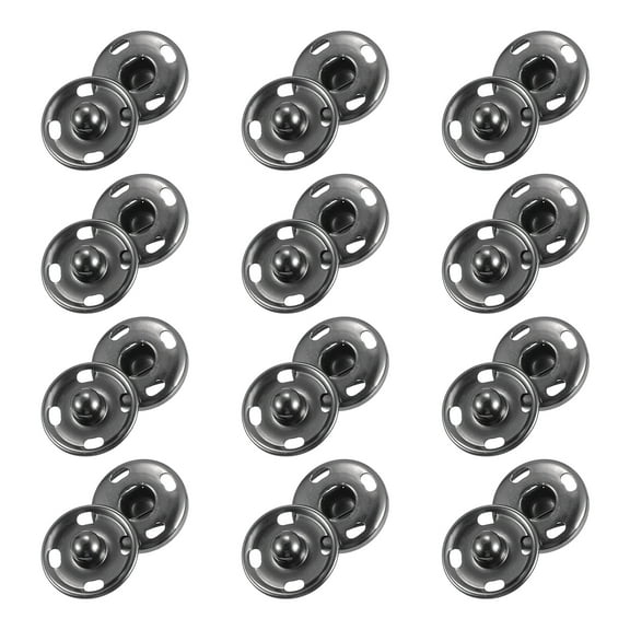 50 Sets Sewing Snap Buttons, Press Buttons Snap Fasteners 10mm, Metallic Black