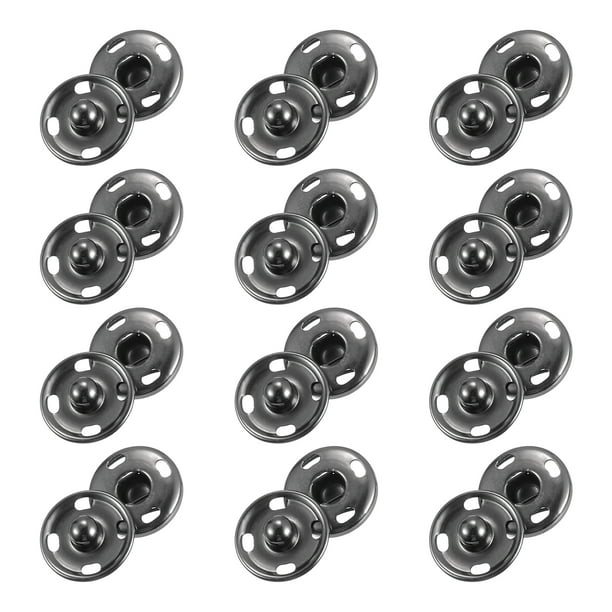 50 Conjuntos de Botones a Presión, Botones a Presión de 10mm, Negro Metálico