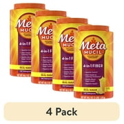 (4 pack) Metamucil Fiber Supplement, Sugar Psyllium Fiber Powder for Digestive Health, Orange, 114 Servings