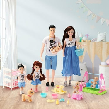 Pregnant Doll with Baby in Tummy, Family Dolls Set, Educational Welcome Baby Toys with 10 Family Members