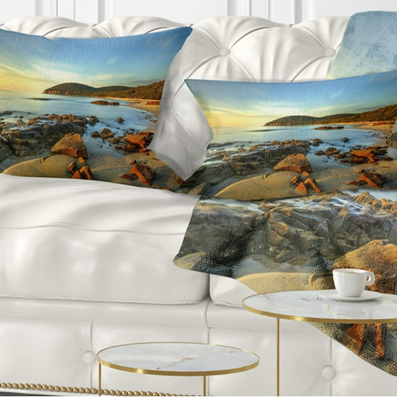 Designart 12" x 20" Blue Polyester Throw Pillow