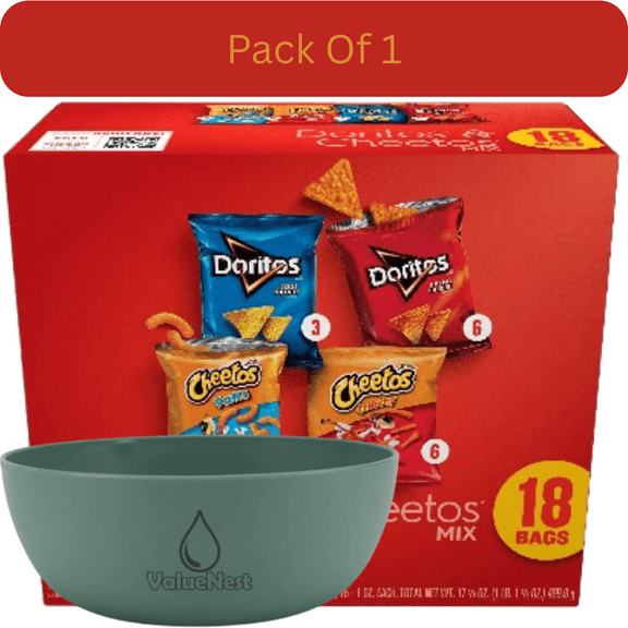 Frito-Lay Doritos & Cheetos Mix Variety Pack Snack Chips, 18 Count Multipack with Olive Green Bowl by ValueNest