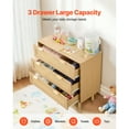 thumbnail image 2 of KFFKFF 3-Drawer Rattan Dresser, Stylish Storage Cabinet with Metal Handles & Wooden Legs, Modern Organizer for Bedroom, Living Room, or Hallway, 2 of 9