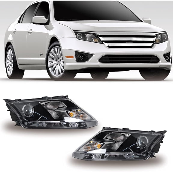 LABLT Front Halogen Headlights Replacement for 2010 2011 2012 Fusion Headlamp Black Headlight Assembly Pair Left and Right Side