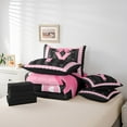 thumbnail image 5 of Manfei Initial Letter Y Bedding Twin Size,Cute Bowtie Comforter Sets with Sheets,Pink Black Bedding Sets Twin Size For Girls,Breathable Bedroom Decoration Reversible,7pcs, 5 of 7