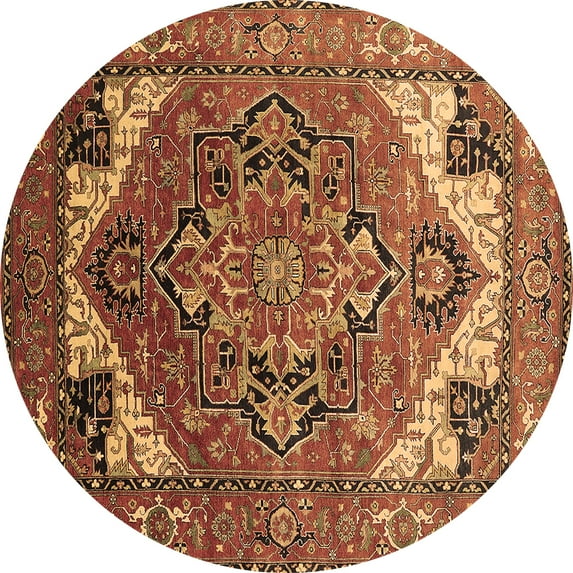 Ahgly Company Indoor Round Oriental Brown Industrial Area Rugs, 5' Round