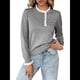 thumbnail image 2 of Suéteres de Cuello Redondo con Botones para Mujer, Suéteres Acogedores, Blusas de Larga, Conjuntos de Otoño Gris S, 2 of 10