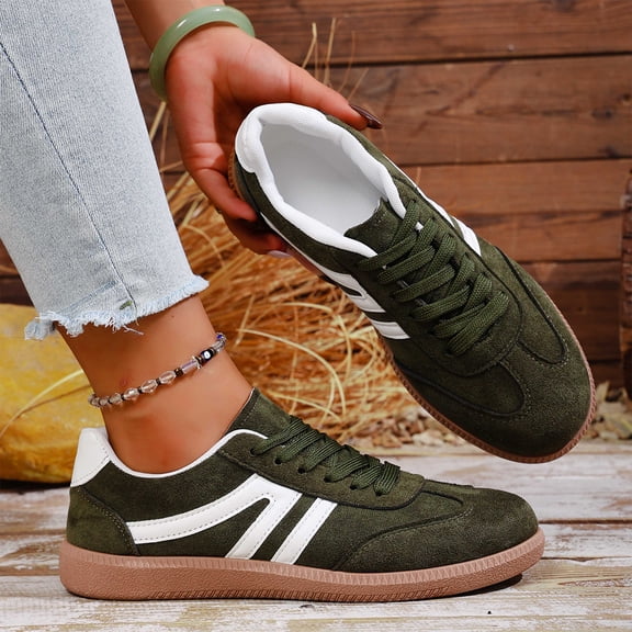 Womens Retro Colorblock Sneakers Vintage Flat German Army Trainers Casual Lace Up Athletic Shoes for Daily Walking