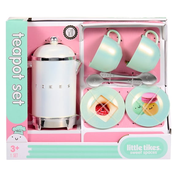 Little Tikes Sweet Spaces Tea Set, Play Kitchen Cookware, Sea Foam, Ages 3