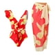 thumbnail image 1 of Gibobby Trajes de Natación para Mujer Traje de baño de 1 pieza para mujer + 1 pieza para cubrirse Traje de baño de dos piezas con estampado vintage Monok(Rojo,G), 1 of 4