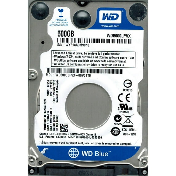 Western Digital WD5000LPVX-00V0TT0 500GB DCM: HHOTJHN