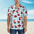 thumbnail image 2 of Xecao Flowers and Lady Bugs print Hawaiian shirt - a stylish short-sleeve button-down for men, perfect for casual beach and tropical outings., 2 of 9