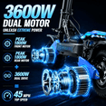 thumbnail image 4 of JUN LING Foldable Adult Electric Scooter RD2, 3600W Dual Motor, 45MPH Max Speed, 50 Mile Range, 10.5" Off-Road Tires, NFC & Smart App, 4 of 8