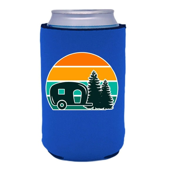 Retro Camper Can Coolie (Royal Blue)
