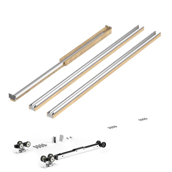 KFFKFF Pocket Door Frame Kit, for 24-30 in Wide 80 in High Door, Pocket Door Kit with Two-Way Soft Close Mechanism