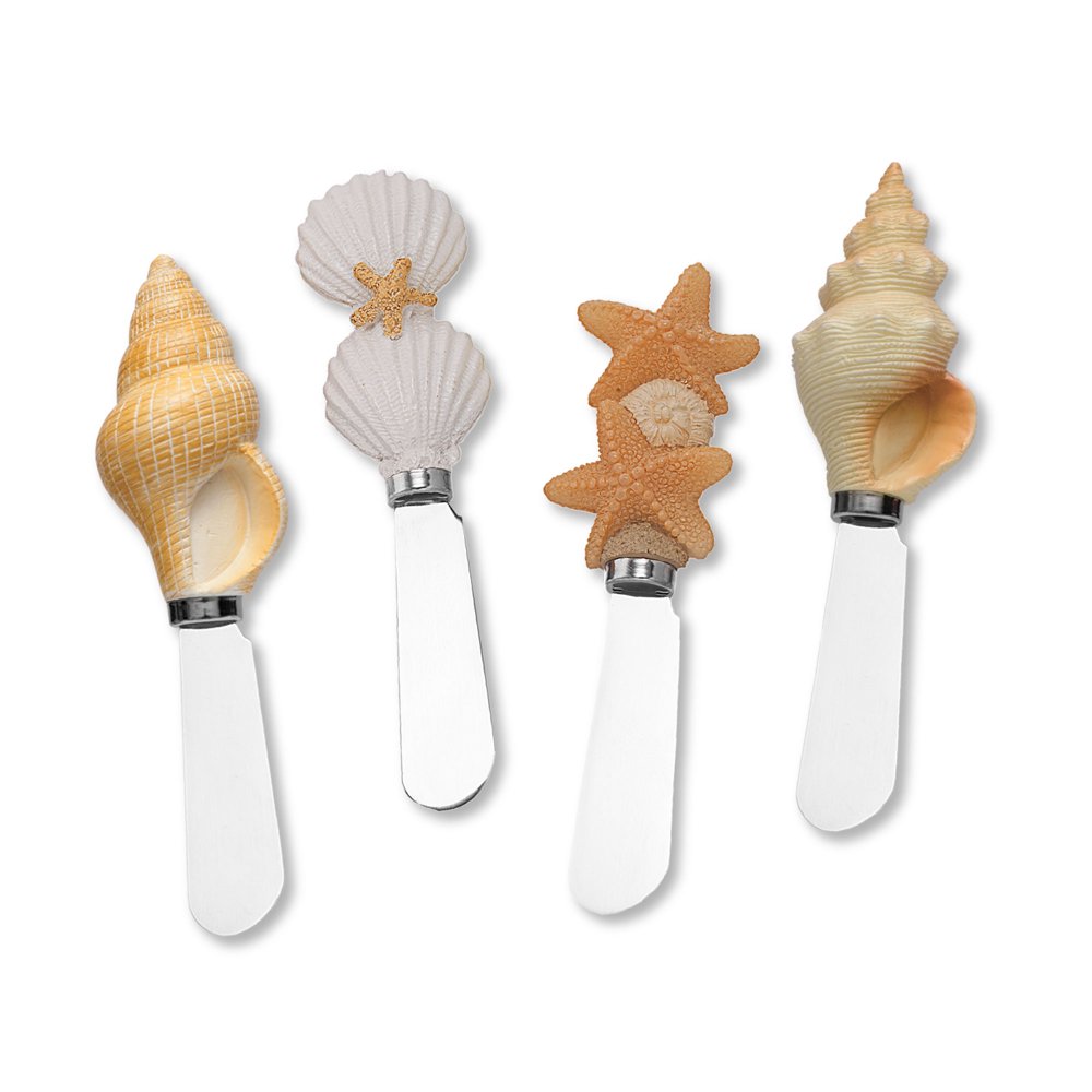 Mr. Spreader 4Piece Shells on Beach Resin Cheese Spreader, Assorted