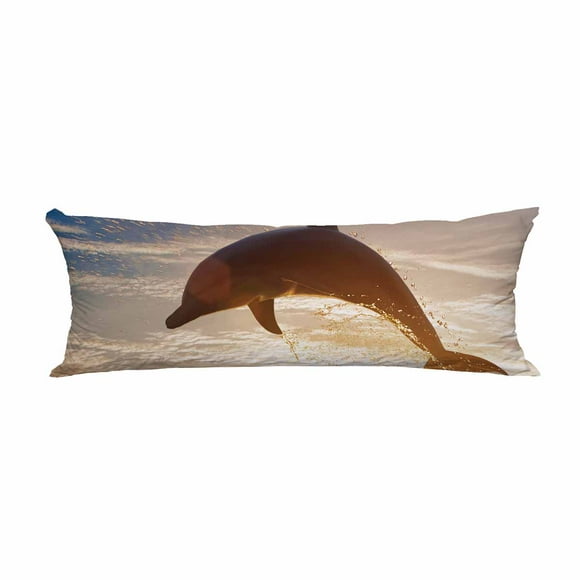 YUSDECOR dolphin leaping jumping shining sunset sea water Long Body Pillow Case Cover Pillow Cushion Size 20x60 Inches