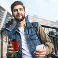 thumbnail image 3 of Singleware Ripple Insulated Kraft Disposable Coffee Cups with Lids, Red Paper Cups with Black Lids and Straws, Recyclable, Triple Layer for Hot Drinks, 10 Oz, Set of 100, 3 of 3