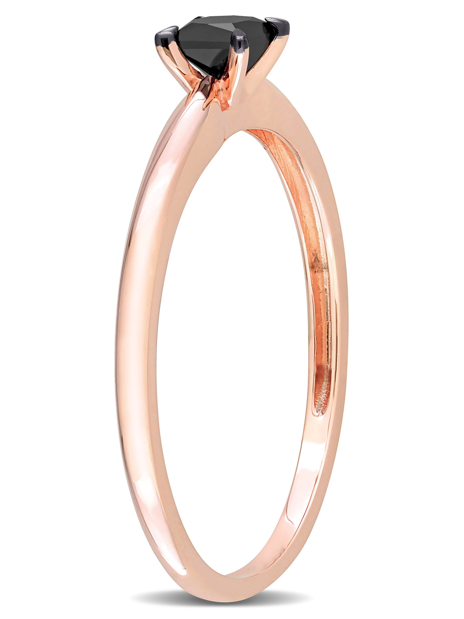 1/4 Carat T.W. Black Diamond 14kt Rose Gold Black Rhodium Plated Solitaire Engagement Ring
