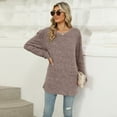 thumbnail image 2 of SWSMCLT Women's Soft Top Long Sleeve Sweater Warm Holiday Knit Winter Fall Fashion Tunic Top Spandex Crewneck Coffee XX-Large, 2 of 5