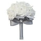 thumbnail image 1 of XmhyTop Ramo de novia de rosas artificiales, ramo de flores grises para dama de honor con cintas de diamantes, ramos de flores falsas para bodas, compromisos, iglesias, 1 of 5