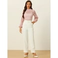 thumbnail image 2 of Blusas de manga larga de encaje para mujer Blusas florales elegantes con cuello con volantes Rosa M, 2 of 6