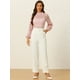 thumbnail image 2 of Blusas de manga larga de encaje para mujer Blusas florales elegantes con cuello con volantes Rosa M, 2 of 6