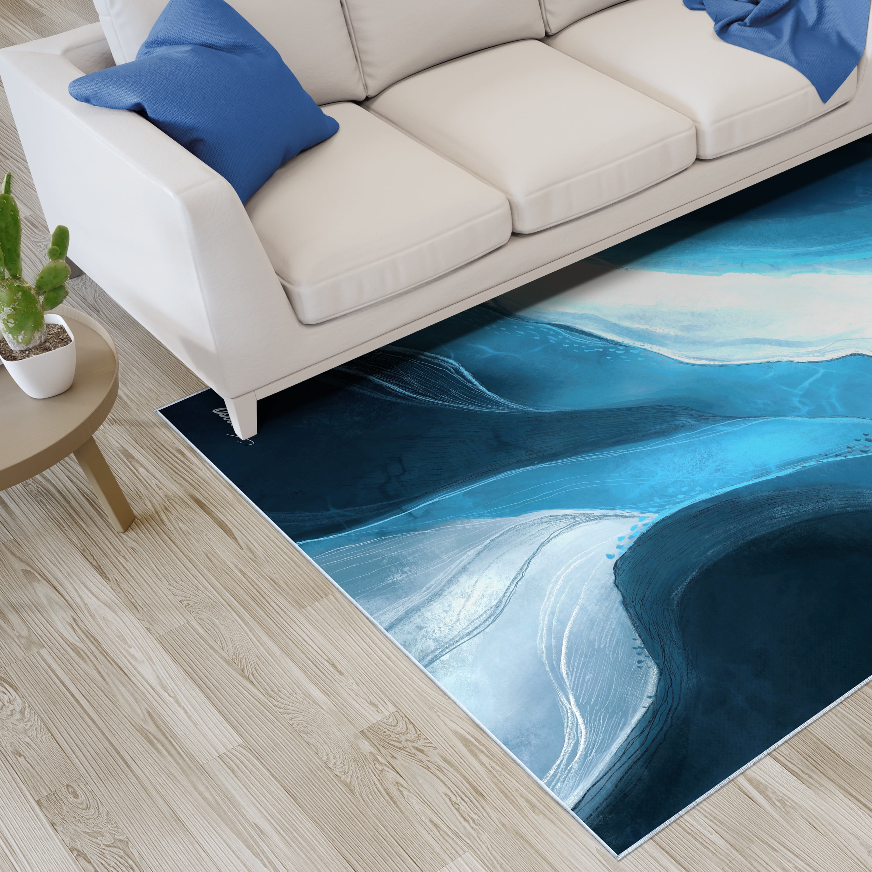 Ethereal Iceberg Washable Abstract Art Area Rug size 5'x8', Power-loomed, Heavenly Softness with Non-Slipping Backing