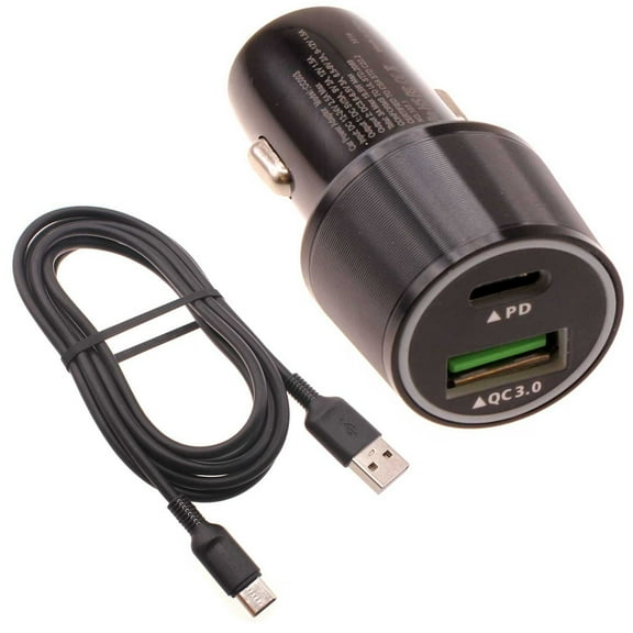 36W Quick Car Charger for Samsung Galaxy A73 5G A53 5G A33 5G A13 5G A03s Phones - 2-Port USB Cable Type-C PD Power Adapter