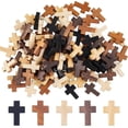 thumbnail image 2 of 100Pcs Cross Charms Bulk Wood Cross Beads Natural Wooden Cross Bead Charm Mini Small Black White Pocket Crosses Rosary Crucifix Easter Holiday Charms, 2 of 5