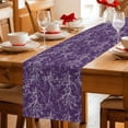 thumbnail image 5 of Purple Botanical Table Runner - 48 Inch Long Vintage Floral Plants Branch Cotton and Linen Blended Dress Scarves Farmhouse Table Runner for Kitchen Dining, Coffee Table, 13" x 48", 5 of 8